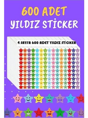 Odea Yıldız Sticker Çıkarma SETI,600 Adet 4 Syf Okul Tebrik Stickerı,öğretmen Öğrenci Hediyesi, Renkli