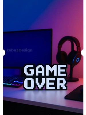 Odea Housetrend Modern Plastik Dekoratif Duvar ve Masa Süsü, 9X14 Cm, Siyah, Game Over Temalı Kabartmalı Obje