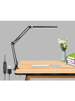 Odea Dekoratif LED Masa Lambası SY040 USB Kablolu Kademeli 3 Eklemli LED Masa Lambası, Kıskaçlı Model Çalışma Masası Lambası Kitap Okuma Için Işık (SY040 - Siyah)          [enerji Sınıfı A]