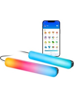 Odea Wiz 2'li Gradient Işık Barı - Siyah (30 Cm) Rgbıc Aynı Anda Birden Fazla Renk Gösterir – Kolay Kurulum, Wi-Fi ile Bağlanır – Uygulama/dil ile Kontrol, Google Home, Alexa ve Homekit ile Çalışır