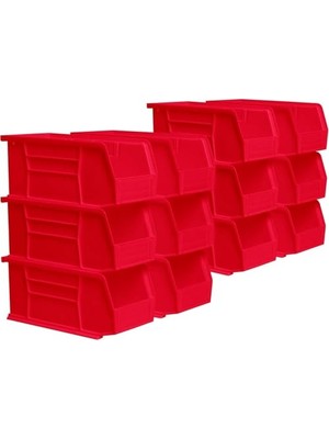 Odea - 30230RED 30230 Akrobins Asmak Için Plastik Saklama Kabı, Istiflenebilir Kap, 27,9 x 12,7 Cm, Kırmızı, 12 Adet