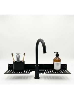 Odea Orret Home Eviye Önü Organizer Rafı Metal Lavabo Üstü Raf Mutfak Evye Üstü Organizer Duvara Yapışkanlı Delmeden Montaj Lavabo Arkası Raf Süngerlik Sabunluk Mutfak Rafı