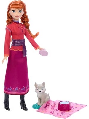 Odea Disney Karlar Ülkesi Anna Bebek ve Yavru Kurt Figürü, Yavru Kurdun Yatağı ve Battaniyesi Dahil 4 Aksesuar, JFG17