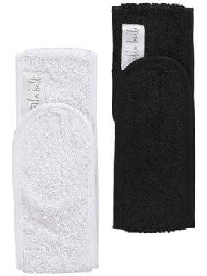 Odea Saç Bandı | 2li Set | HAVLU%100 Pamuk | Ter Sporcu Makyaj Bandana, Cırt Bant Biyeli | Siyah & Beyaz