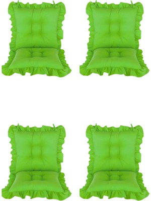 Momme Saçaklı Sandalye Minderi 45X45 cm 4'lü Takım Yeşil