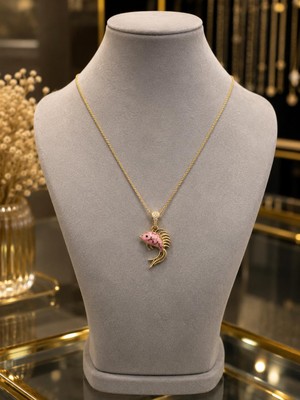 Rome Oro Pembe Balık Altın Kolye