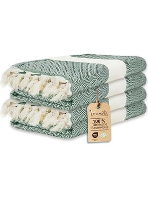 Odea 4'lü Paket -%100 Pamuk Peştamal 100X180 Cm, Havuz ve Plaj Havlusu, Spor Havlusu, Hızlı Kurur ve Koku Yapmaz, Eci, Hafif ve Kompakt, Yeşil