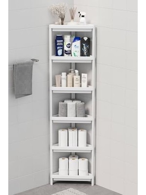 Odea Mithra Life 6 Katlı Üçgen Plastik Beyaz Banyo Mutfak Rafı MIT1233