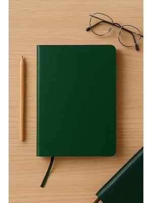Odea Fark Tanıtım Fark Tanıtım Çizgisiz Not Defteri, Yeşil Deri Kapaklı Defter, 128 Yaprak A5 Defter, Ofis ve Kırtasiye (14CM x 21 Cm) (Yeşil Kapak)