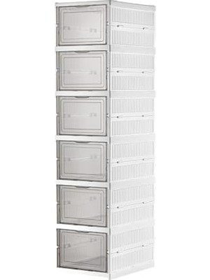 Odea Deconox 6 Katlı, Katlanabilir Ayakkabılık, Taşınabilir Çok Amaçlı, Geniş, Katlanabilir Dolap ve Raf, Katlanır Taşınabilir Premium Portatif Organizer Ayakkabılık (25,5cm x 34,5cm x 105,5CM) (Beyaz)