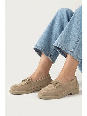 Ziya, Kadın Hakiki Deri Loafer Ayakkabı 161359Z706 Bej