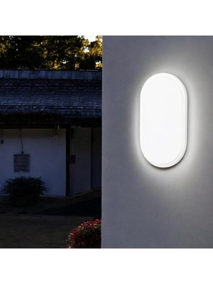 Odea Aydos 20W Oval Beyaz LED Nemliyer Armatür – IP65 Su Geçirmez Tavan/duvar Lambası, 6500K Beyaz Işık, 2000 Lümen, 27X16.7 Cm, Iç ve Dış Mekan Kullanıma Uygun, Banyo Balkon Bahçe Aydınlatması          [e