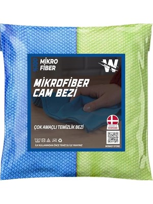 Odea Wonkey - Mikrofiber Oto Cam Bezi 2'li Paket, Araba Pencere Temizlik Havlusu, Baklava Desenli Özel Kesim 50X70 cm (Mavi-Yeşil)