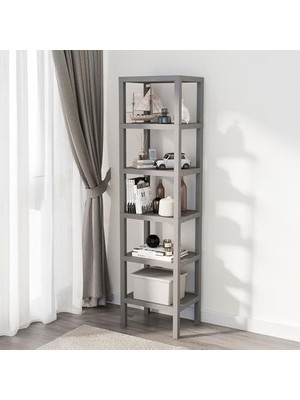 Odea Deconox 6 Katlı Köşe Rafı | Banyo, Mutfak ve Kiler Için Yer Tasarruflu Organizer | Çok Amaçlı Plastik Raf | 3 Farklı Renk Seçeneği (38X29X152 Cm) Dikey ve Yatay Kullanım (Gri)