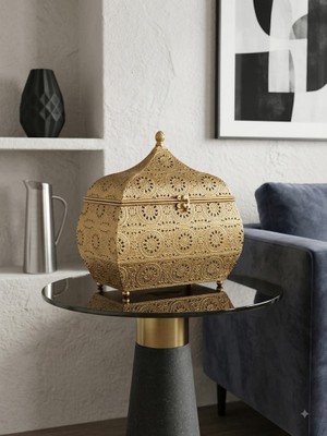 Panalı PNL-MG127 L Gold Metal Dekoratif Kutu
