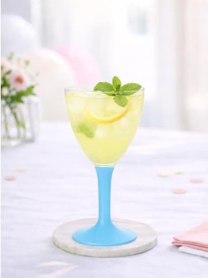 Odea Mika Plastik Kadeh Lüks Turkuaz Ayaklı Şarap Bardağı 150 ml 10'lu