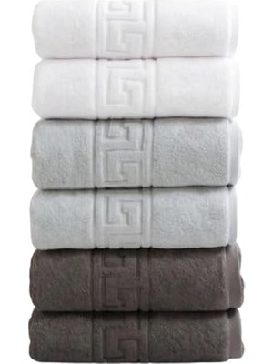 Odea Anılsan 6'lı El ve Yüz Havlusu Seti (50X90 Cm) -%100 Pamuk, Yüksek Emici, Grek Desenli - Ev, Otel, Spa ve Banyo Için Lüks Havlu Seti Günlük Kullanıma Uygun