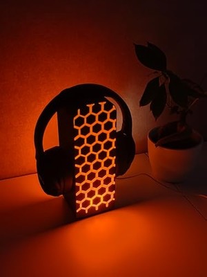 Odea Işıklı Bal Peteği Tasarım Kulaklık Standı Oyuncu Headset Stand Masaüstü Dekoratif Stand