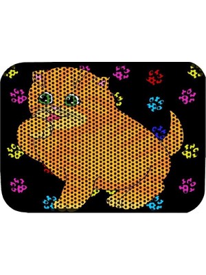 Odea Elekli Desenli Kedi Tuvalet Önü Paspası 60 x 45 cm Tombul Kedi