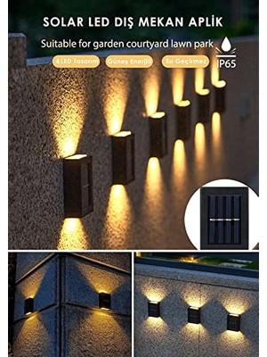 Odea 4 Ledli Solar Çift Taraflı Duvar Lambası Güneş Enerjili Aydınlatma Dekorasyon Aplik Işık          [enerji Sınıfı A]