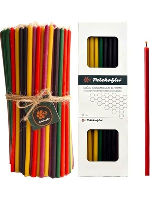 Odea Petekoğlu 5 Renk Balmumu Mum (Beeswax Candle) 40 Adet 20 cm Ince Uzun Dilek ve Doğum Günü Mumu Doğal El Yapımı Parti Ritüel          [enerji Sınıfı A+++]