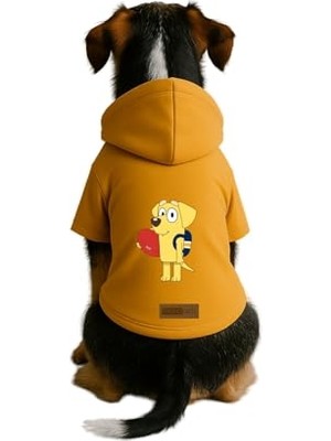 Odea Baskılı Içi Polarlı Köpek ve Kedi Kıyafeti & Elbisesi - Sarı Renk Kapüşonlu Hoodie B5D70, 3xl