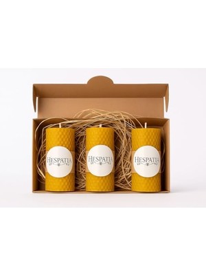 Odea Doğal Balmumu Petek Mum 3'lü Set | Hesperia | 10.5cm x 4cm | Elle Sarım | Zararlı Kimyasalı Içermez | Temiz Yanış |