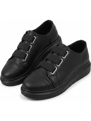Zerenyus ZRJ026 Premium Erkek Günlük Lastikli Sneaker - Siyah