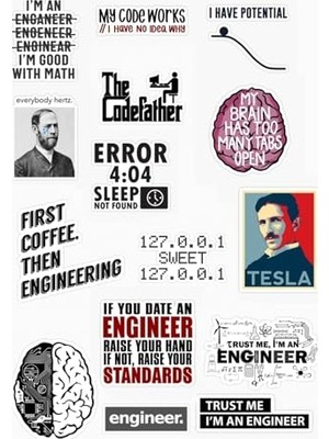 Odea Mühendis - Engineer Tasarımlı 15 ' Li Sticker Seti