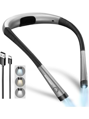 Odea Boyun Okuma Işığı, Geceleri Yatakta Okumak Için Kitap Işığı, 80+ Saate Kadar Uzun Ömürlü Şarj Edilebilir Boyun Işığı, 3 Renk ve 6 Parlaklık Seviyesi, Hevesli Okuyucular Için Mükemmel (Gri) | Yatak, Ka
