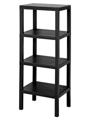Odea Deconox 4 Katlı Köşe Rafı | Banyo, Mutfak ve Kiler Için Yer Tasarruflu Organizer | Çok Amaçlı Plastik Raf | 4 Farklı Renk Seçeneği (38X29X100CM) (Siyah)