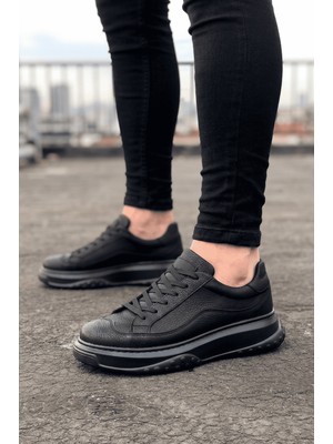 Zerenyus Alone Premium Kalite Bağcıklı Günlük Erkek Siyah Sneaker