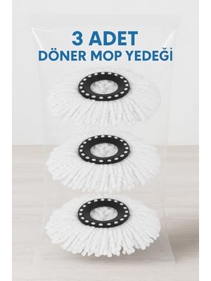 Odea Döner Başlıklı Mop Yedeği 3 Lü Set Mikrofiber Döner Paspas Yedek