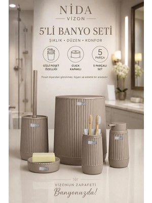 Okyanus Home Nida Vizon 5'li Banyo Seti Kolay Temizlik Özelliği ile Şık ve Kullanışlı