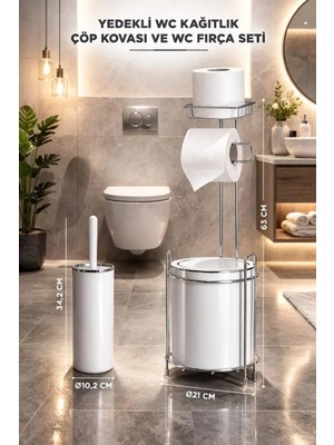 Okyanus Home 5 lt Beyaz Krom Yedekli WC Kağıtlık Şık Tasarım ve Kullanışlılık Sunar