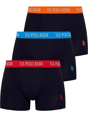 U.S. Polo Assn. Erkek 3 Adet Pamuklu Kumaş Likralı Boxer