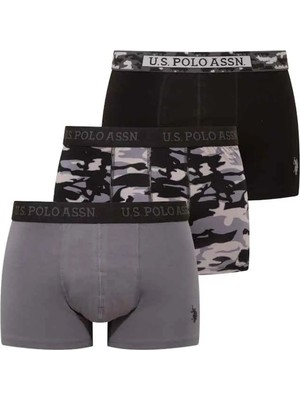 U.S. Polo Assn. Erkek 3 Adet Pamuklu Kumaş Likralı Boxer