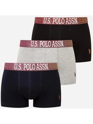 U.S. Polo Assn. Erkek 3 Adet Pamuklu Kumaş Likralı Boxer