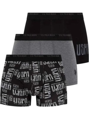 U.S. Polo Assn. Erkek 3 Adet Pamuklu Kumaş Likralı Boxer