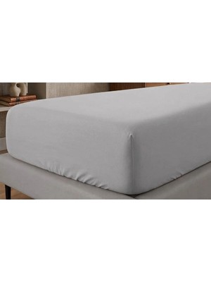 Biçomi Tek Kişilik Düz Penye %100 Pamuklu Lastikli Çarşaf (100X200 cm - Newsheet Gri)