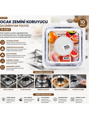Hsc Bilişim 10PCS 20.5cm Ocak Zemini Koruyucu Alüminyum Folyo BX40