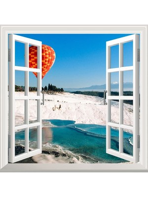 Asitan Pencere Poster Duvar Kağıdı Pamukkale Yapışkanlı Sticker