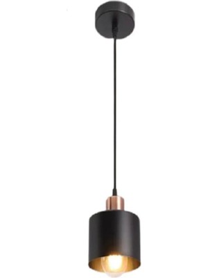 Asitan Retro Metal Dekoratif Siyah Rustik Tekli Sarkıt Avize Çap 15 cm