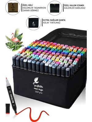 Asitan Valletta Moringa 168'LI Çift Taraflı Art Marker Keçeli Kalem Seti Çantalı