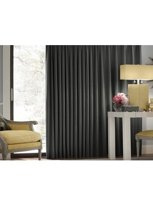 Asitan Taç Blackout Karartma Güneşlik Perde Pilesiz-Koyu Gri (350X200)
