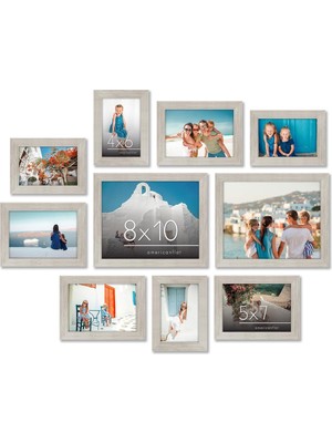Asitan 10'lu Kırılmaz Camlı Fotoğraf Çerçevesi Seti, Iki 20,32X25,4 Cm, Dört 12,7X17,8 cm ve Dört