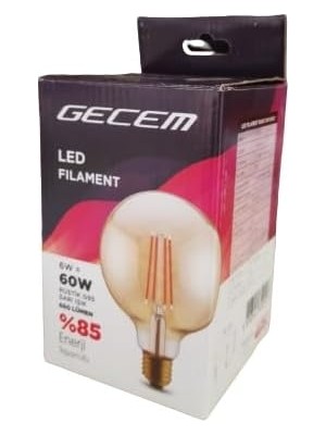 Asitan 6W G95 Rustik LED Filamentli Ampul Sarı Işık 660 Lümen 2li Paket