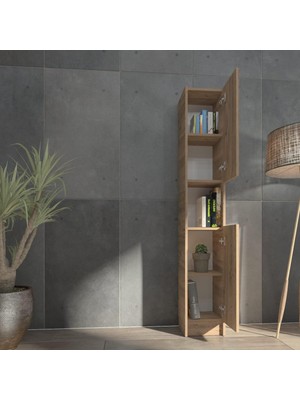 Asitan FLAT30 Kitaplık 2 Kapaklı Kütüphane Çok Amaçlı Dolap Çam