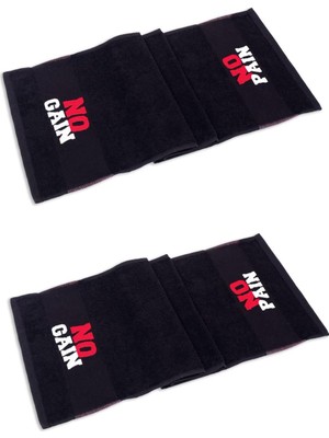 Asitan Home No Paın No Gaın 30X100 cm -%100 Pamuk 2'li Spor Havlusu - Fitness Gym Golf Boks Tenis Havlusu