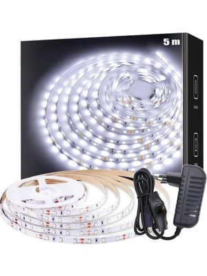 Asitan 5 Metre Beyaz Şerit LED Aç Kapa Anahtarlı ve Adaptörlü SB-6556 (Beyaz, 500 Cm)